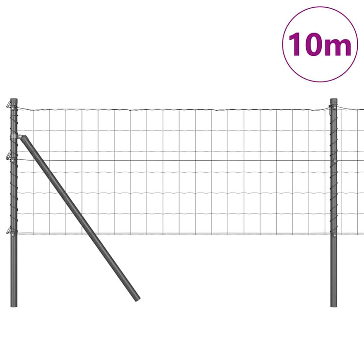 Vidaxl-Zaun mit Pfosten grau 0,6 x 10 m aus Stahl und PVC