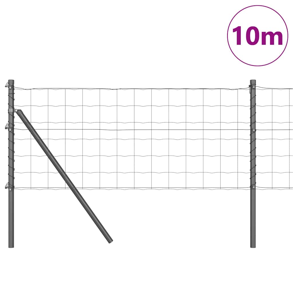 Vidaxl-Zaun mit Pfosten grau 0,6 x 10 m aus Stahl und PVC