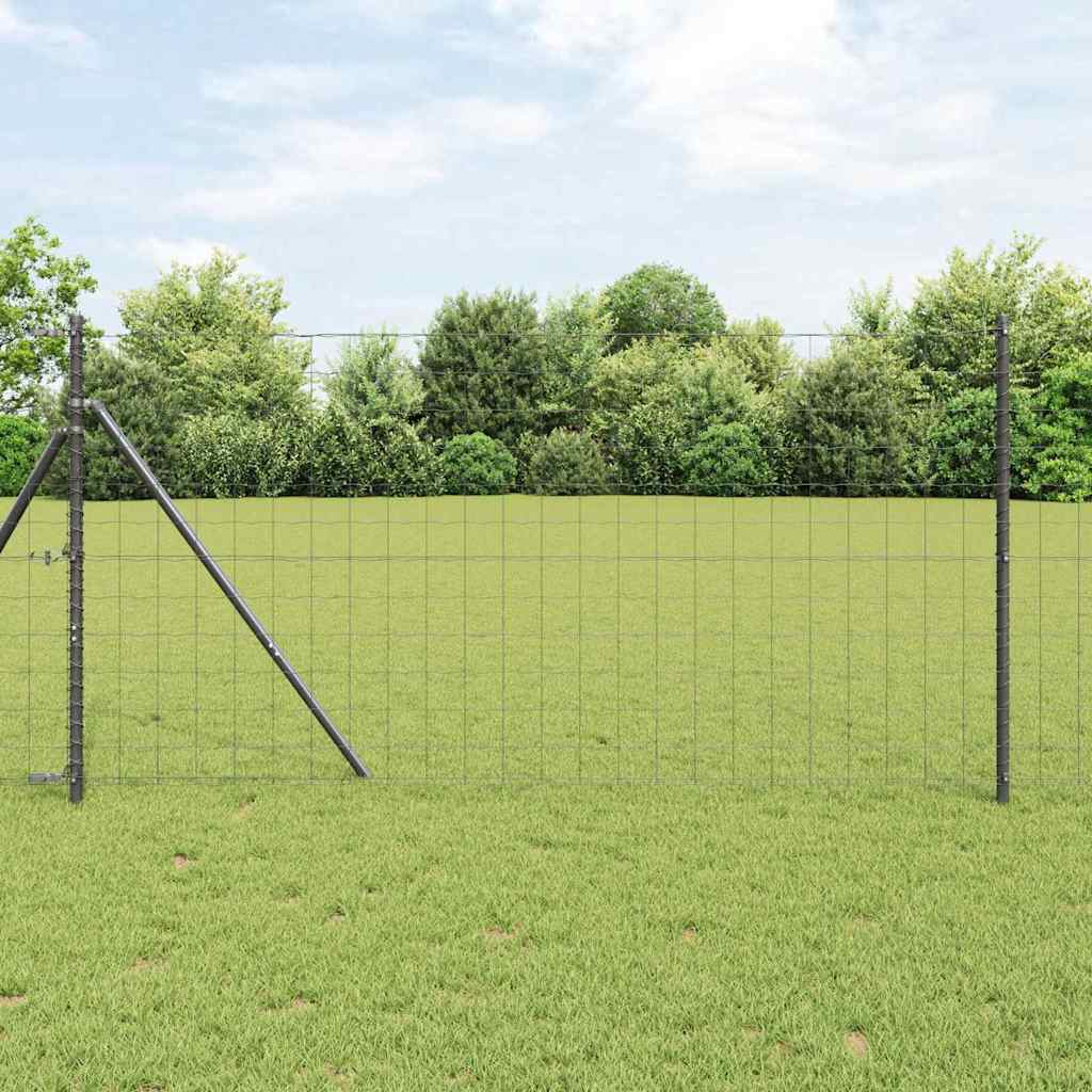 Vidaxl-Zaun mit Pfosten grau 1,4 x 10 m aus Stahl und PVC