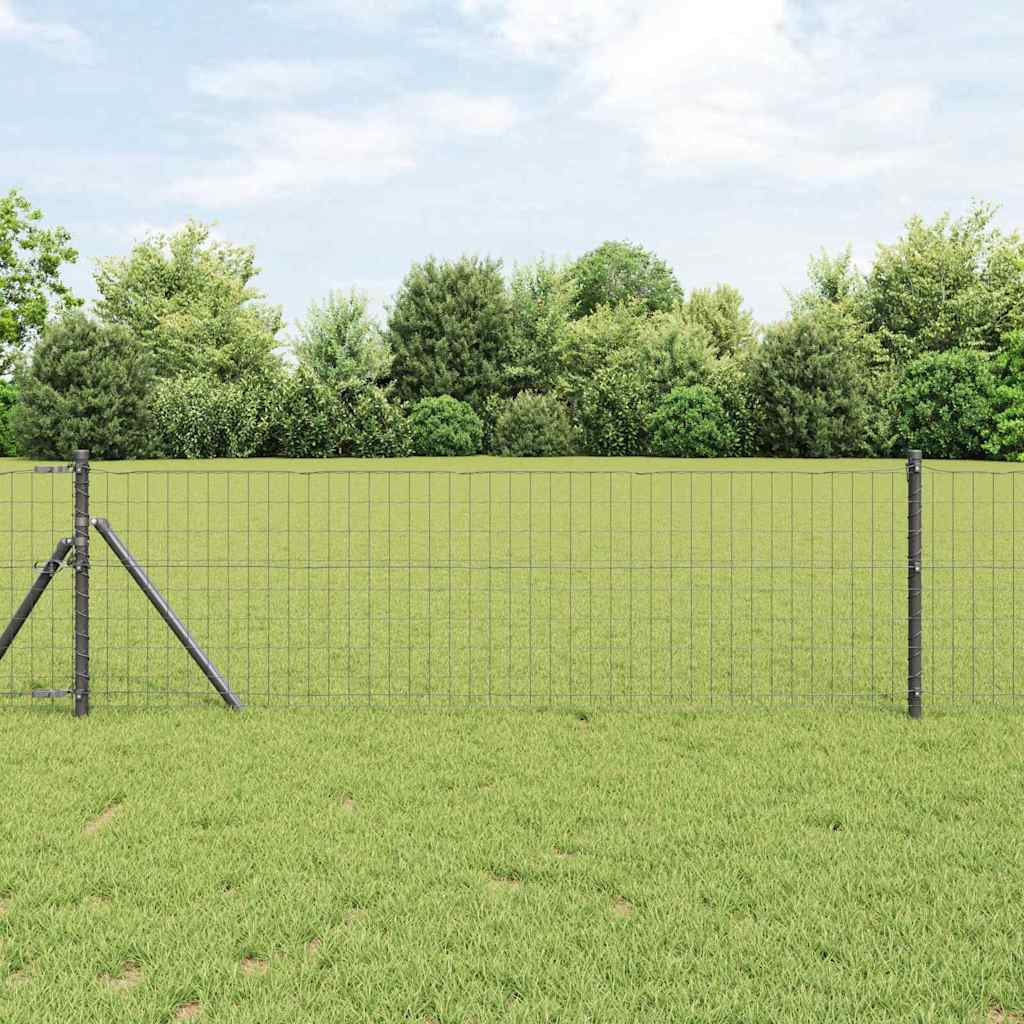 Vidaxl-Zaun mit Pfosten grau 0,8 x 25 m aus Stahl und PVC