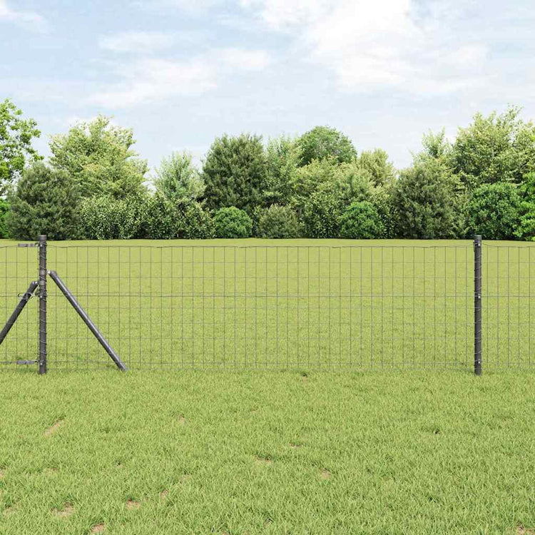 Vidaxl-Zaun mit Pfosten grau 0,8 x 25 m aus Stahl und PVC