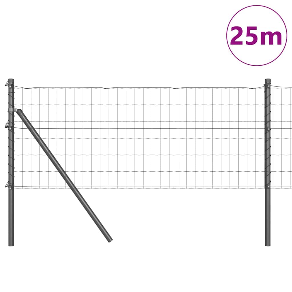 Vidaxl-Zaun mit Pfosten grau 0,8 x 25 m aus Stahl und PVC