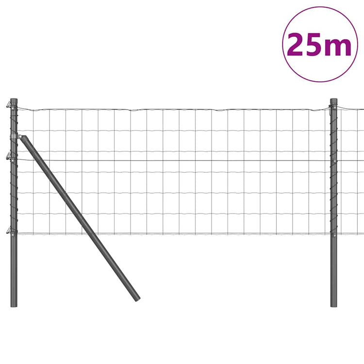Vidaxl-Zaun mit Pfosten grau 0,6 x 25 m aus Stahl und PVC
