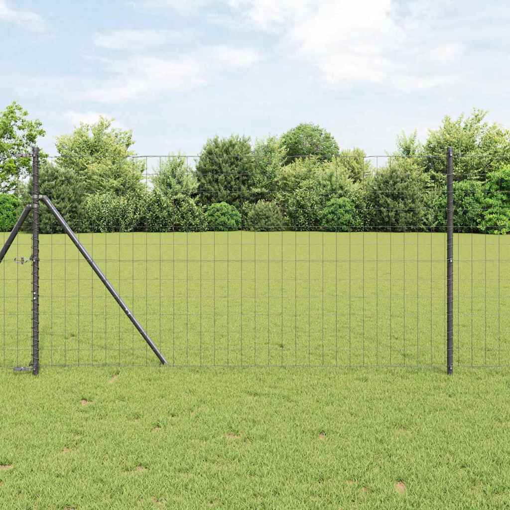 Vidaxl-Zaun mit Pfosten grau 1 x 25 m aus Stahl und PVC