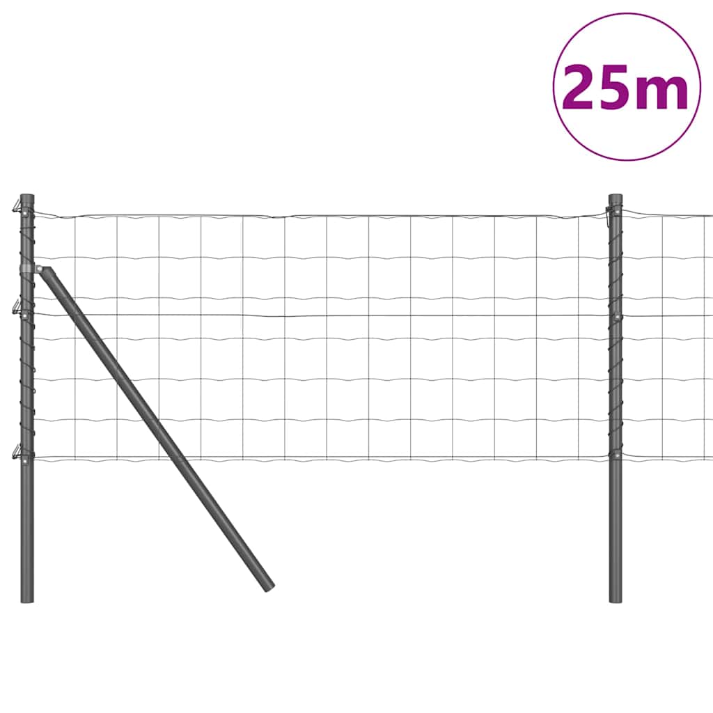 Vidaxl-Zaun mit Pfosten grau 0,6 x 25 m aus Stahl und PVC