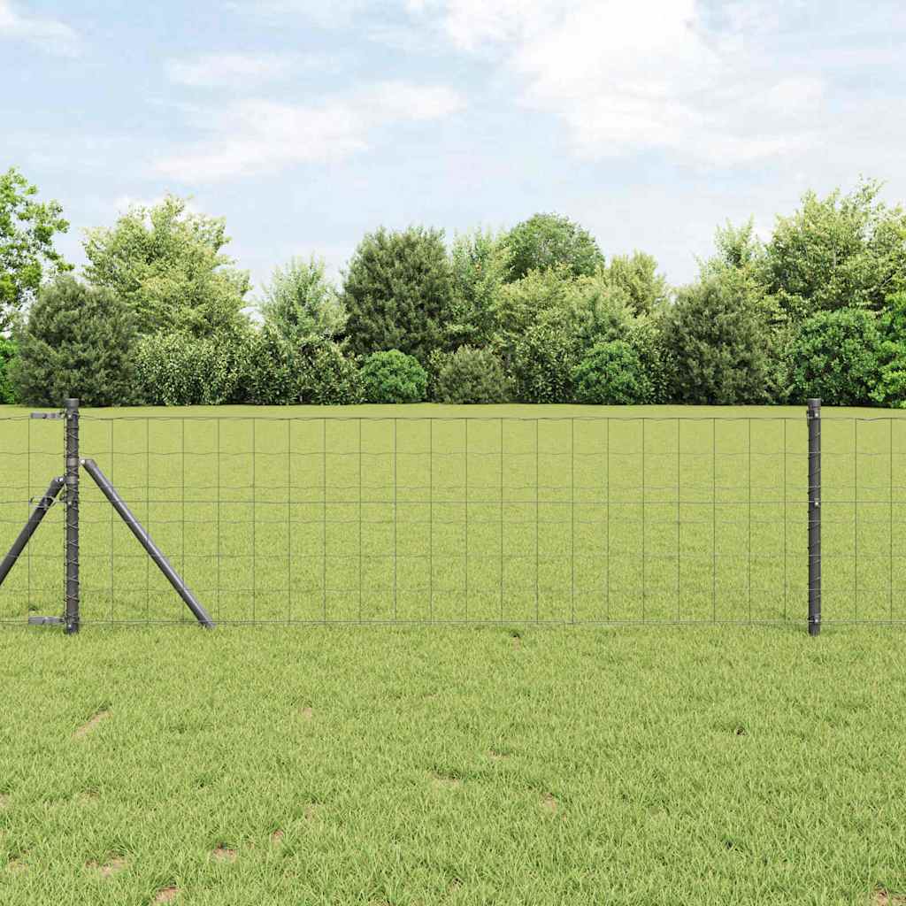 Vidaxxl Zaun mit Pfosten grau 0,8 x 25 m Stahl