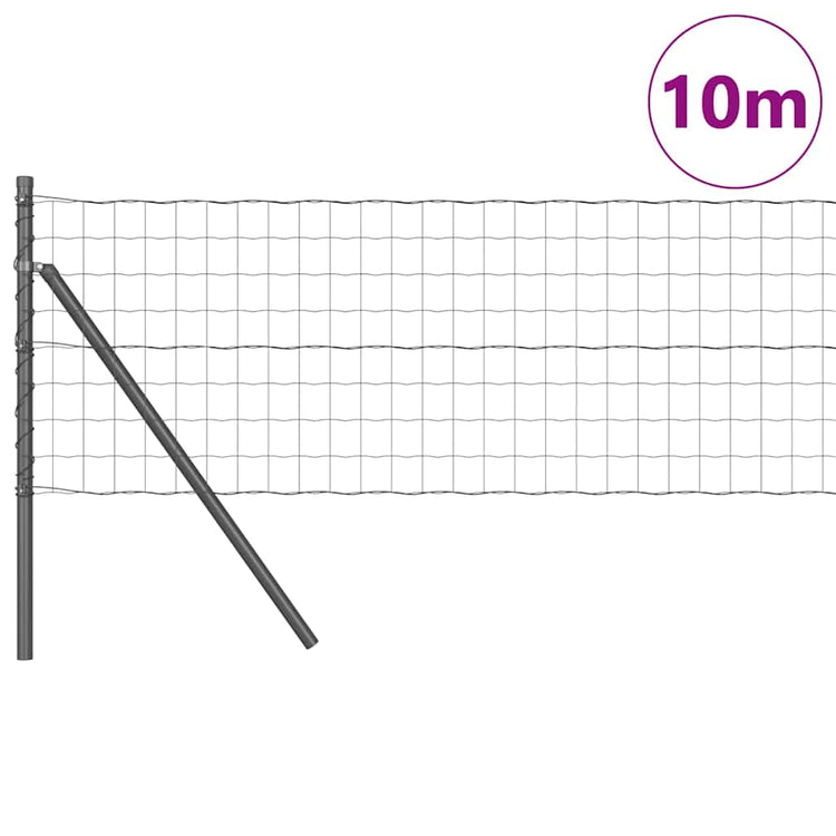 Vidaxxl Zaun mit Pfosten grau 0,8 x 10 m Stahl