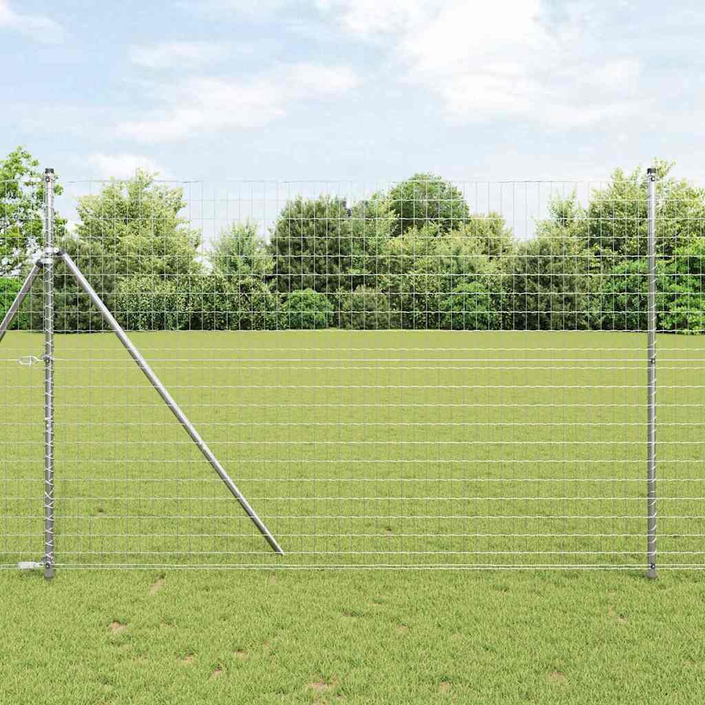 Vidaxl-Zaun mit Pfosten silber 1,5 x 10 m aus Stahl und PVC