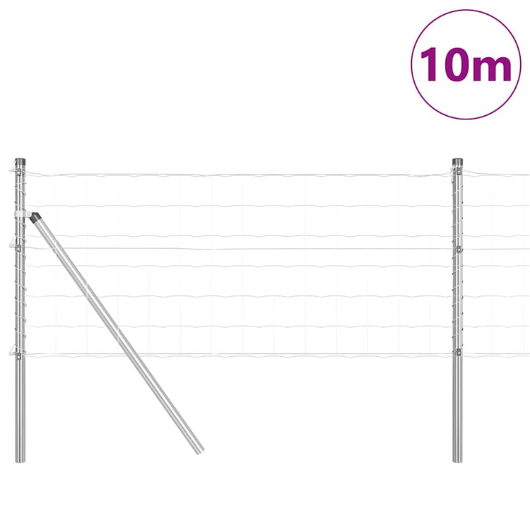 Vidaxl-Zaun mit Pfosten silber 0,8 x 10 m aus Stahl und PVC