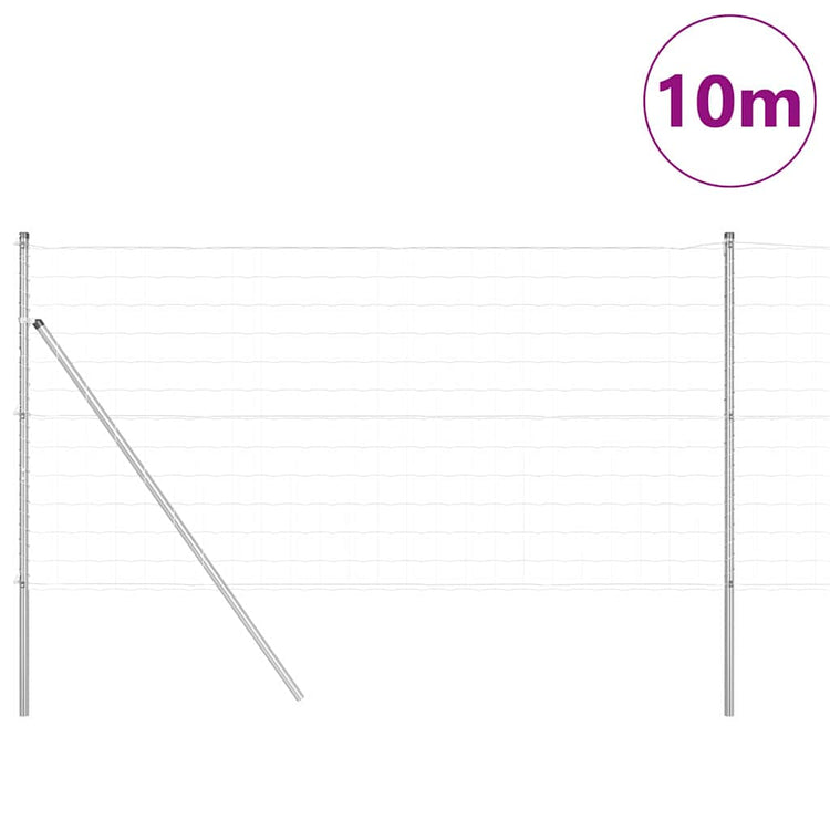 Vidaxl Zaun mit Pfosten Silber 1 x 10 m Stahl und PVC