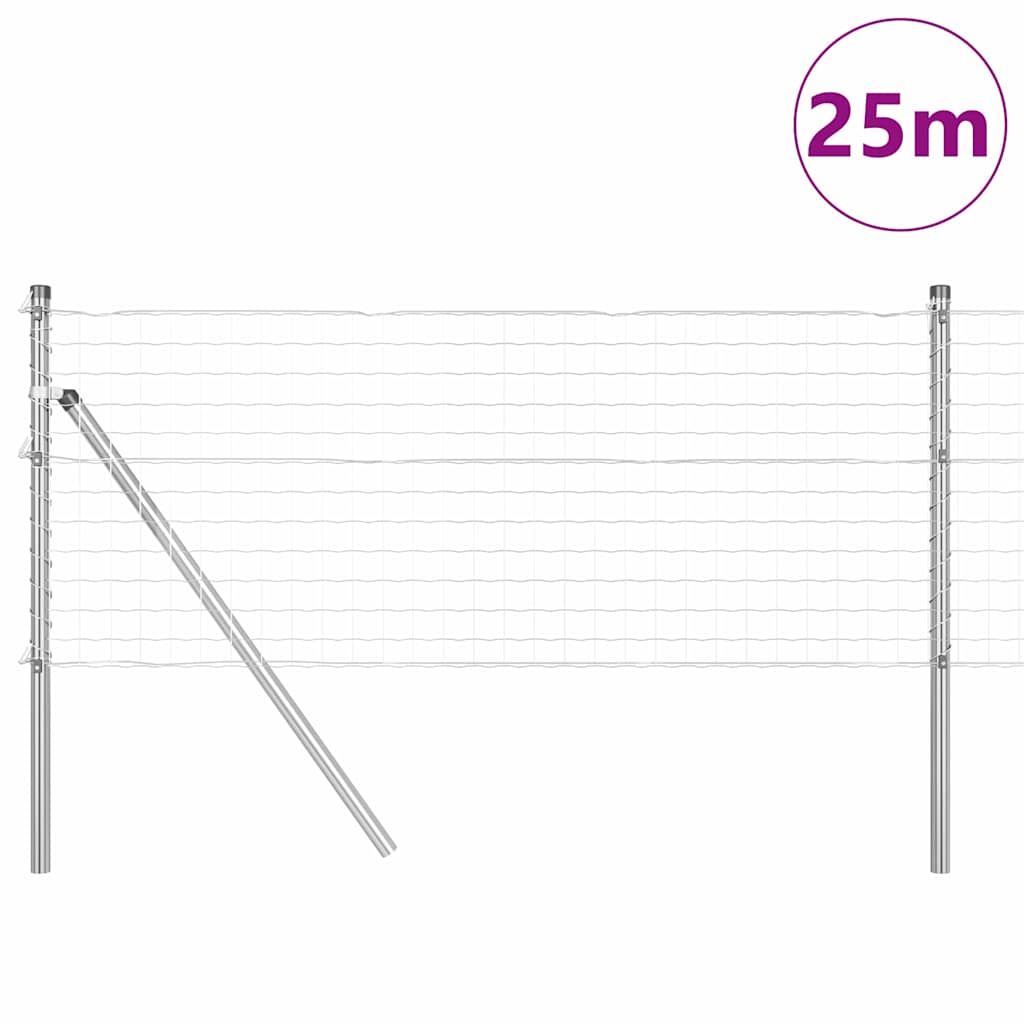Vidaxl-Zaun mit Pfosten grau 0,4 x 25 m aus Stahl und PVC