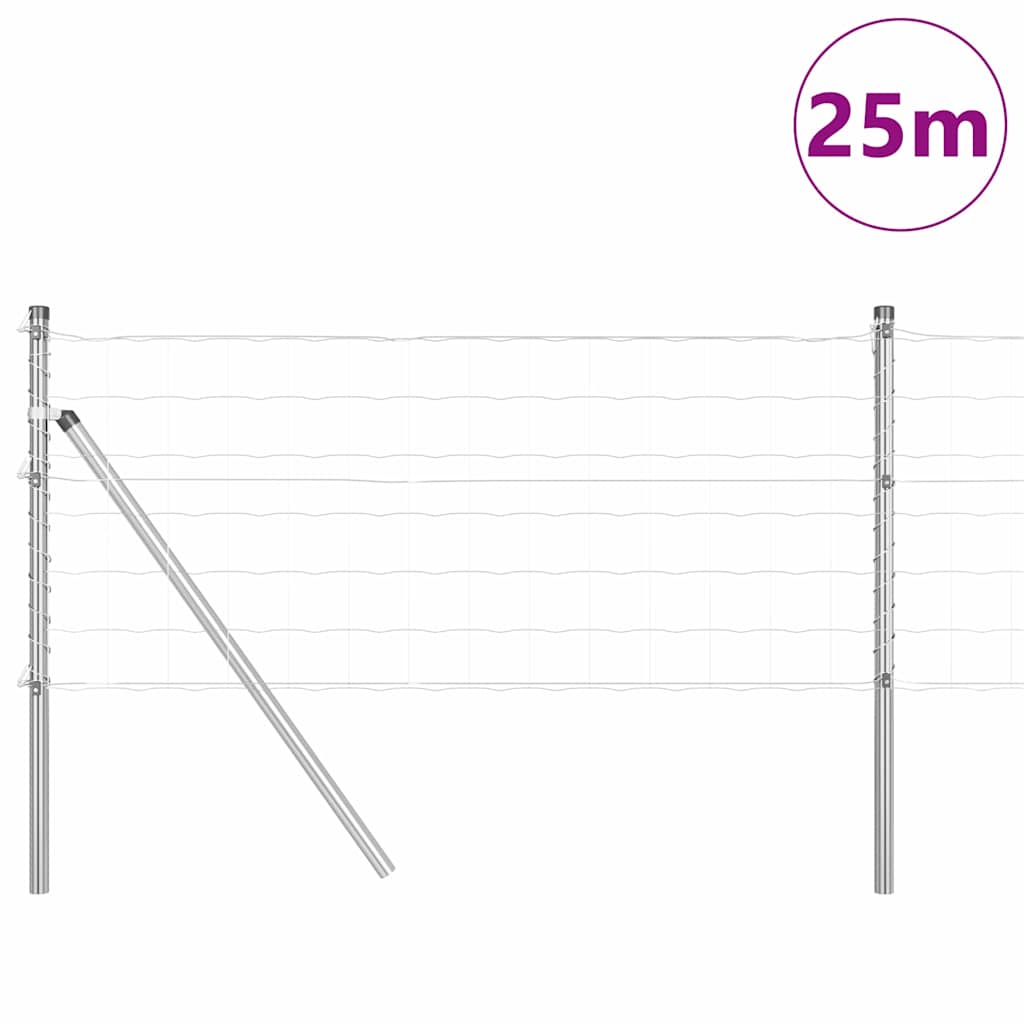 Vidaxl-Zaun mit Pfosten silber 0,8 x 25 m aus Stahl und PVC