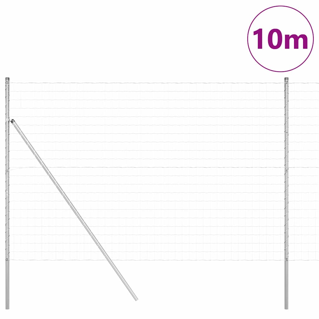 Vidaxl-Zaun mit Pfosten silber 1,6 x 10 m aus Stahl und PVC