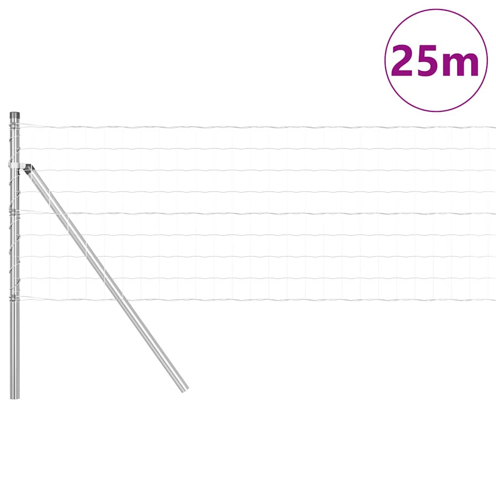 Vidaxl-Zaun mit Pfosten silber 0,4 x 25 m aus Stahl und PVC