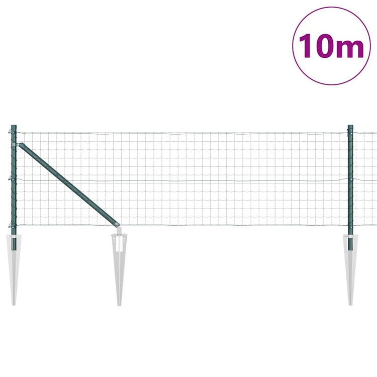 Vidaxl-Zaun mit Pfosten grün 0,8 x 10 m aus Stahl und PVC