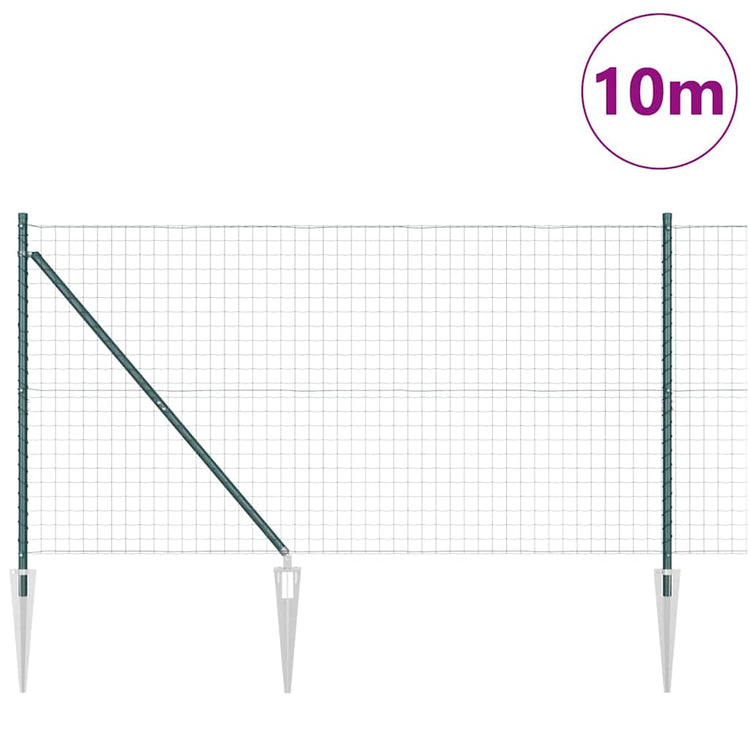 Vidaxxl-Zaun mit Pfosten grün 1,2 x 10 m aus Stahl und PVC