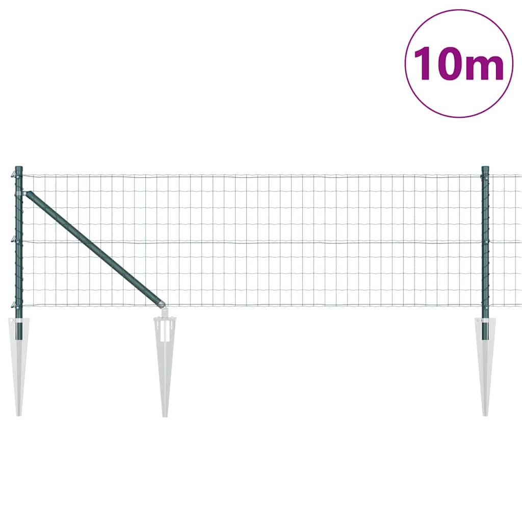 Vidaxl-Zaun mit Pfosten grün 0,8 x 10 m aus Stahl und PVC