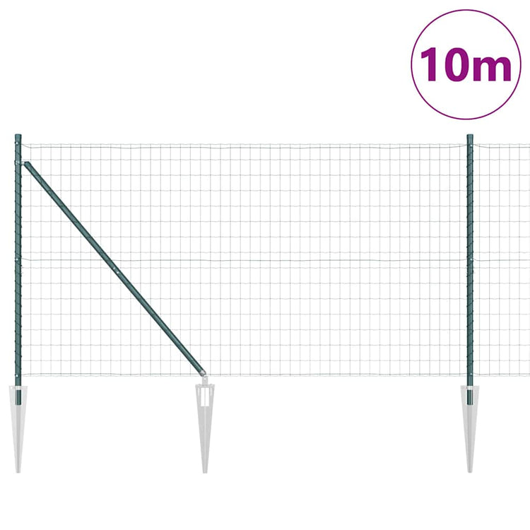 Vidaxxl-Zaun mit Pfosten grün 1,2 x 10 m aus Stahl und PVC
