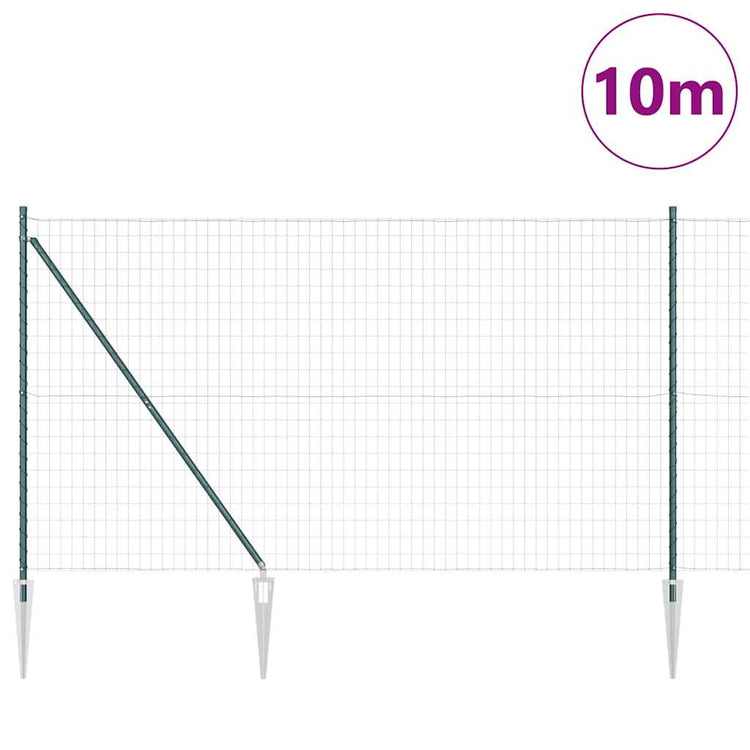 Vidaxl-Zaun mit Pfosten grün 1,5 x 10 m aus Stahl und PVC