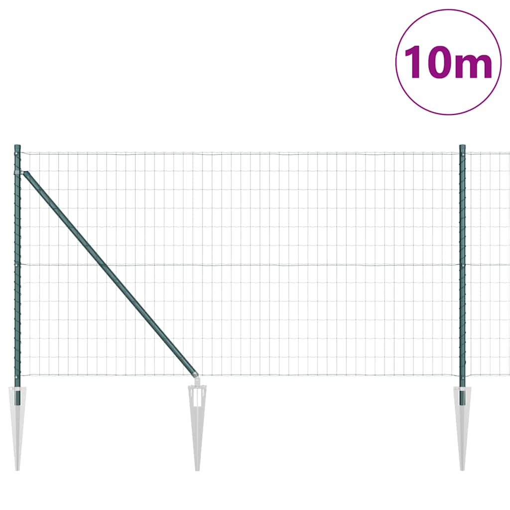 Vidaxxl-Zaun mit Pfosten grün 1 x 10 m aus Stahl und PVC