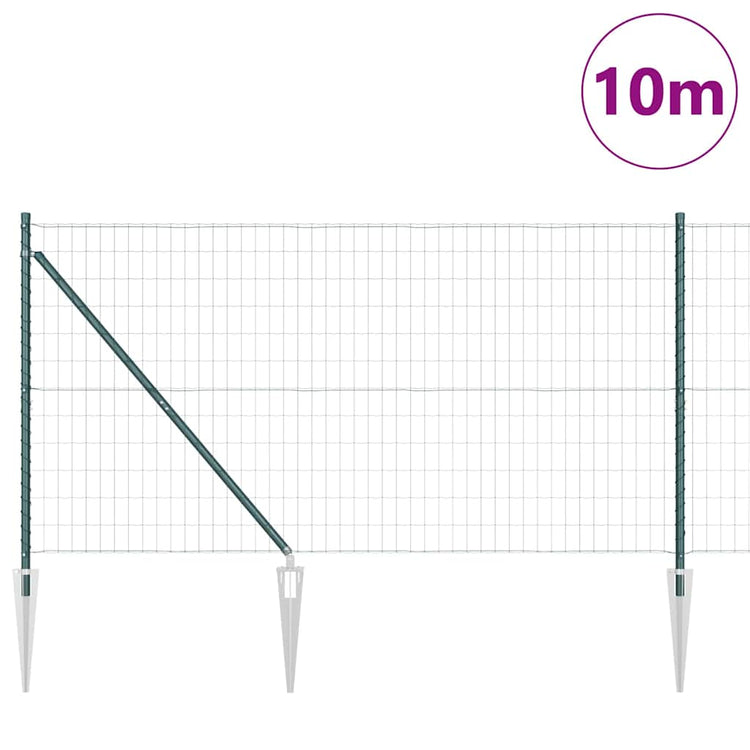 Vidaxxl-Zaun mit Pfosten grün 1,4 x 10 m aus Stahl und PVC