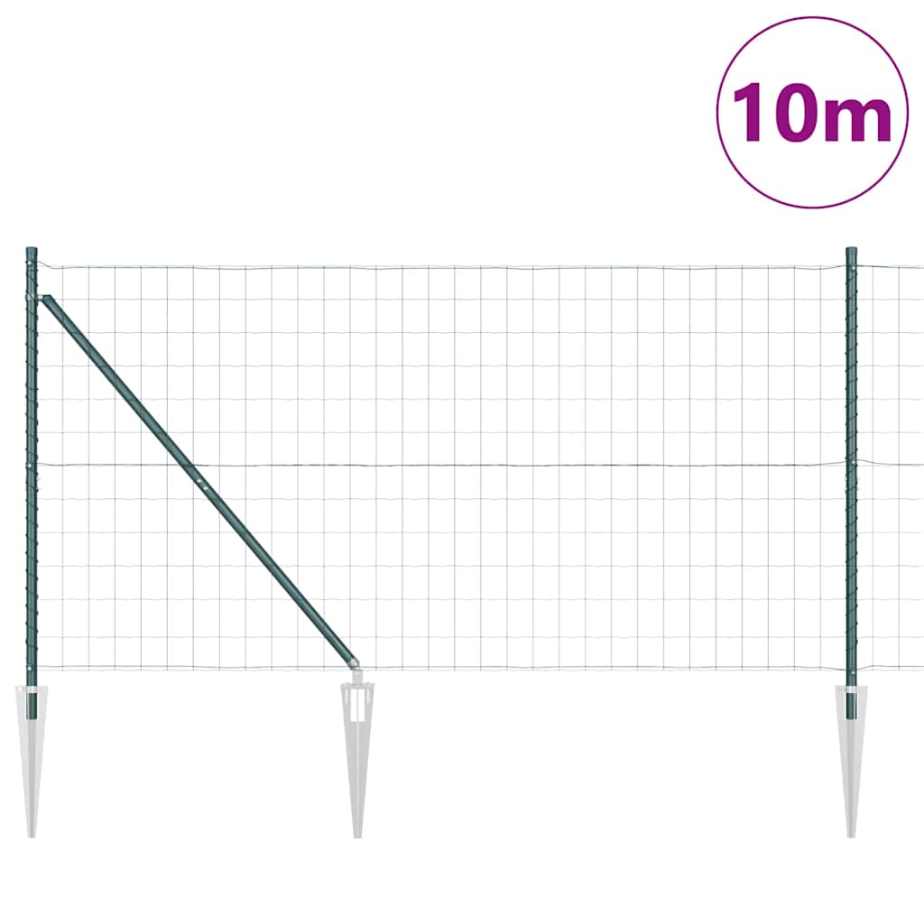 Vidaxxl-Zaun mit Pfosten grün 1,2 x 10 m aus Stahl und PVC