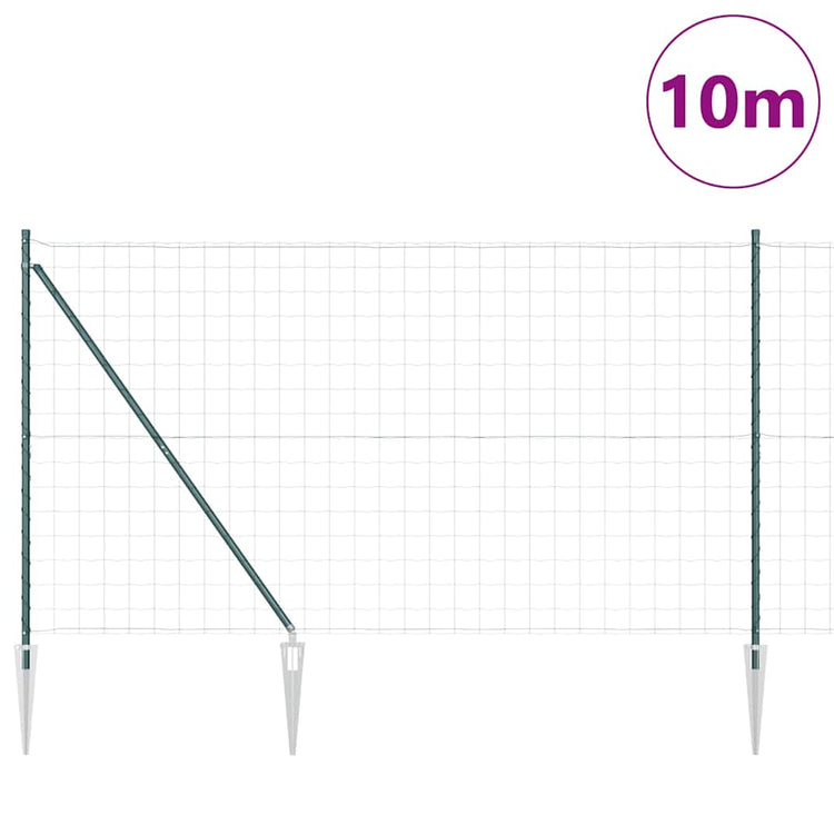 Vidaxxl Zaun mit Pfosten Grün 1,5 x 10 m Stahl