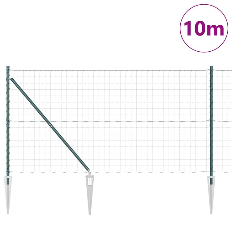 Vidaxxl-Zaun mit Pfosten grün 1,4 x 10 m aus Stahl und PVC