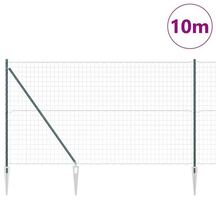 Vidaxxl Zaun mit Pfosten Grün 1,5 x 10 m Stahl