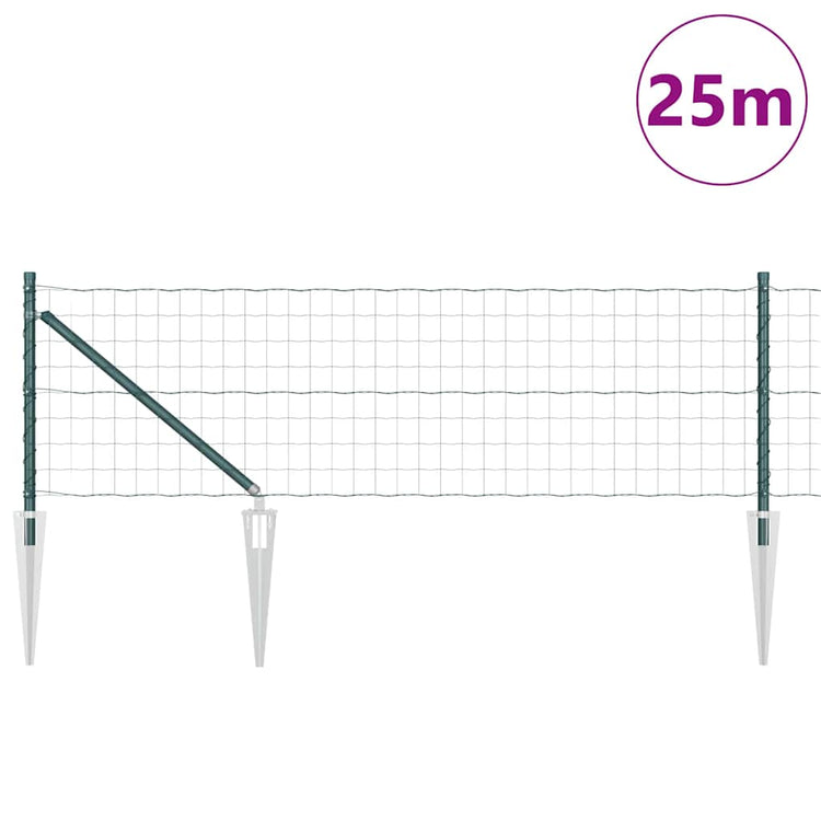 Vidaxxl-Zaun mit Pfosten grün 0,4 x 25 m aus Stahl und PVC