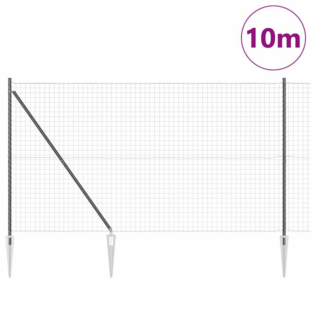 Vidaxl-Zaun mit Pfosten grau 1,5 x 10 m aus Stahl und PVC