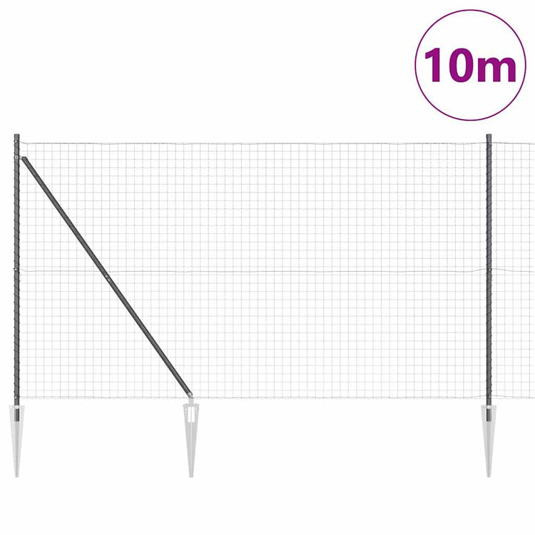 Vidaxl-Zaun mit Pfosten grau 1,5 x 10 m aus Stahl und PVC
