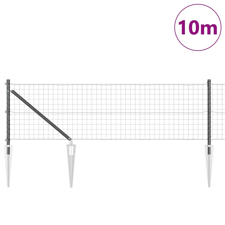 Vidaxl-Zaun mit Pfosten grau 0,8 x 10 m aus Stahl und PVC