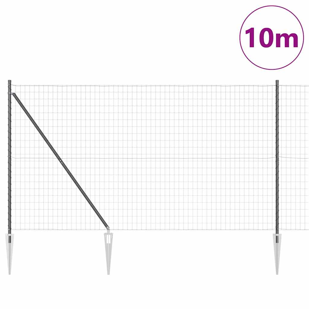 Vidaxl-Zaun mit Pfosten grau 1,5 x 10 m aus Stahl und PVC