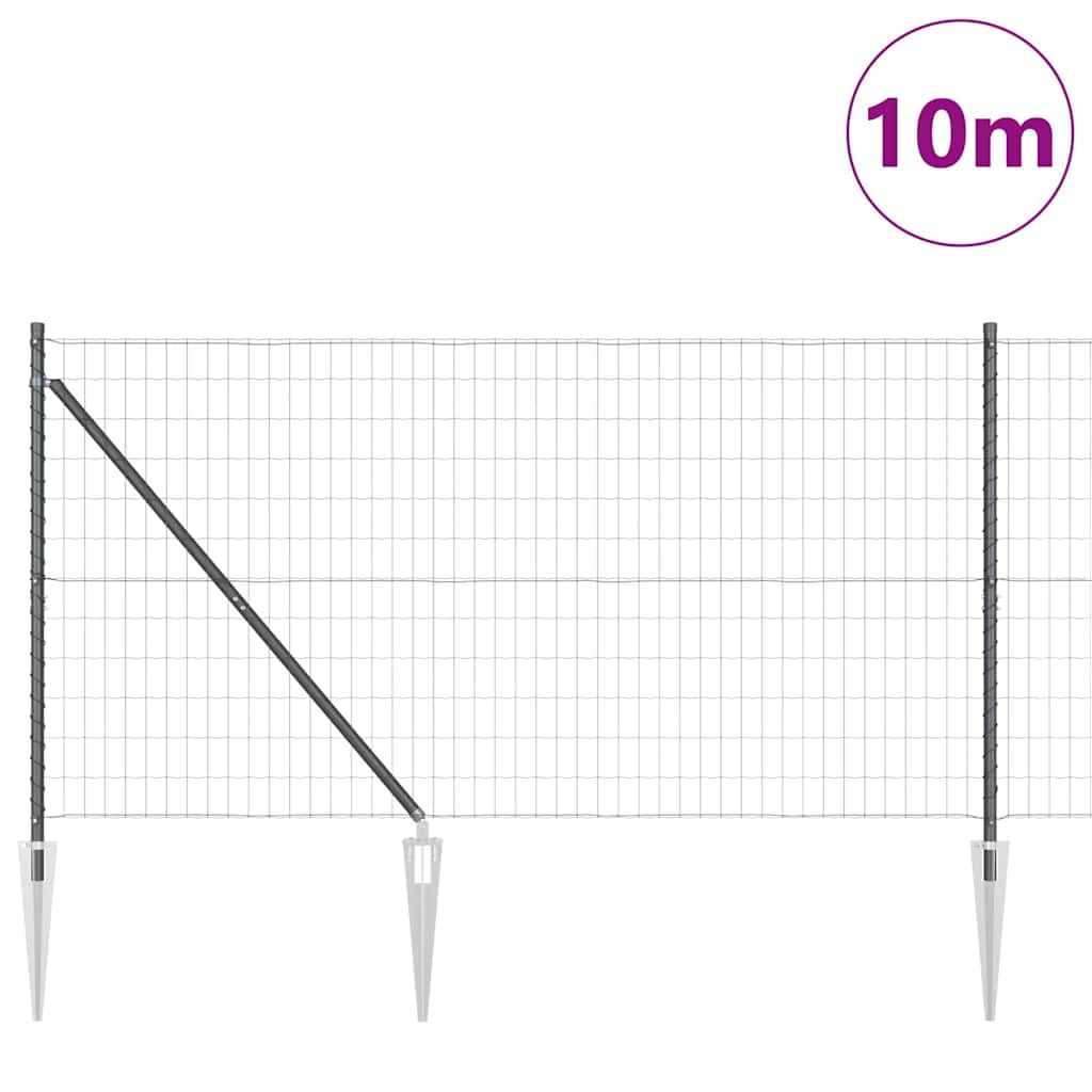 Vidaxl-Zaun mit Pfosten grau 1,4 x 10 m aus Stahl und PVC