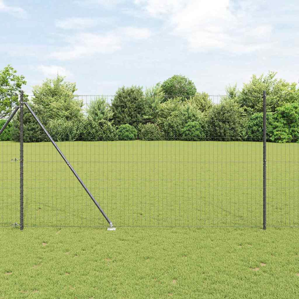 Vidaxl-Zaun mit Pfosten grau 1,6 x 10 m aus Stahl und PVC