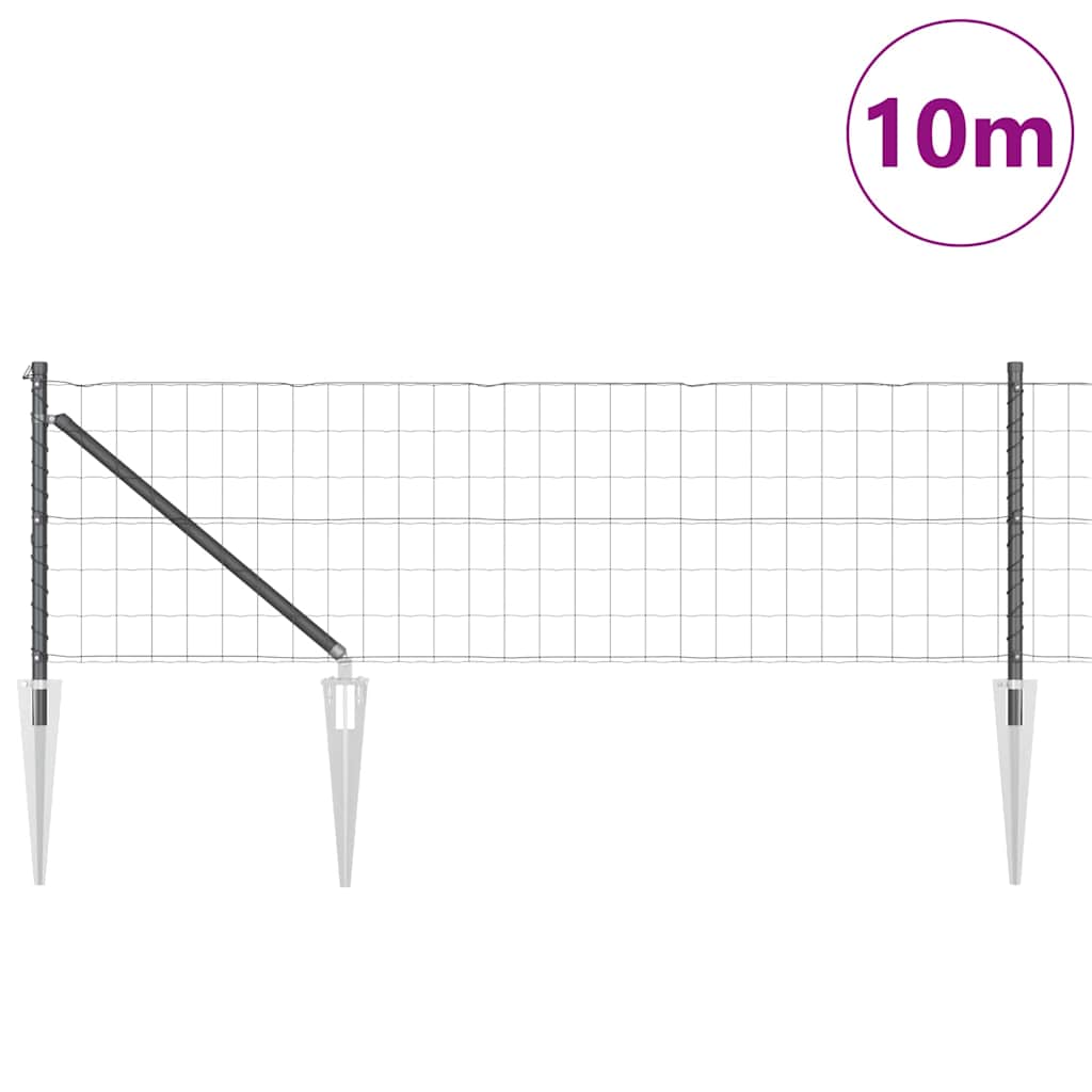 Vidaxl-Zaun mit Pfosten grau 0,8 x 10 m aus Stahl und PVC