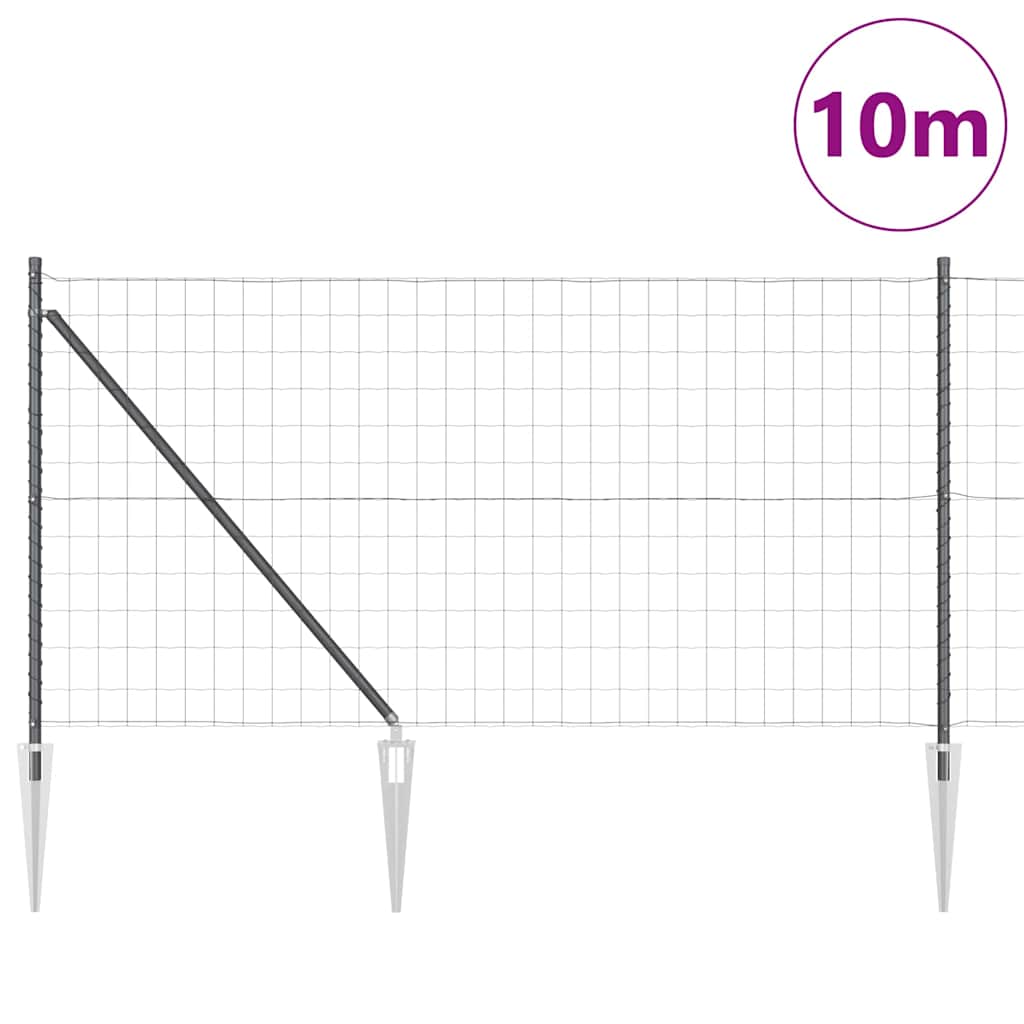 Vidaxl-Zaun mit Pfosten grau 1 x 10 m aus Stahl und PVC