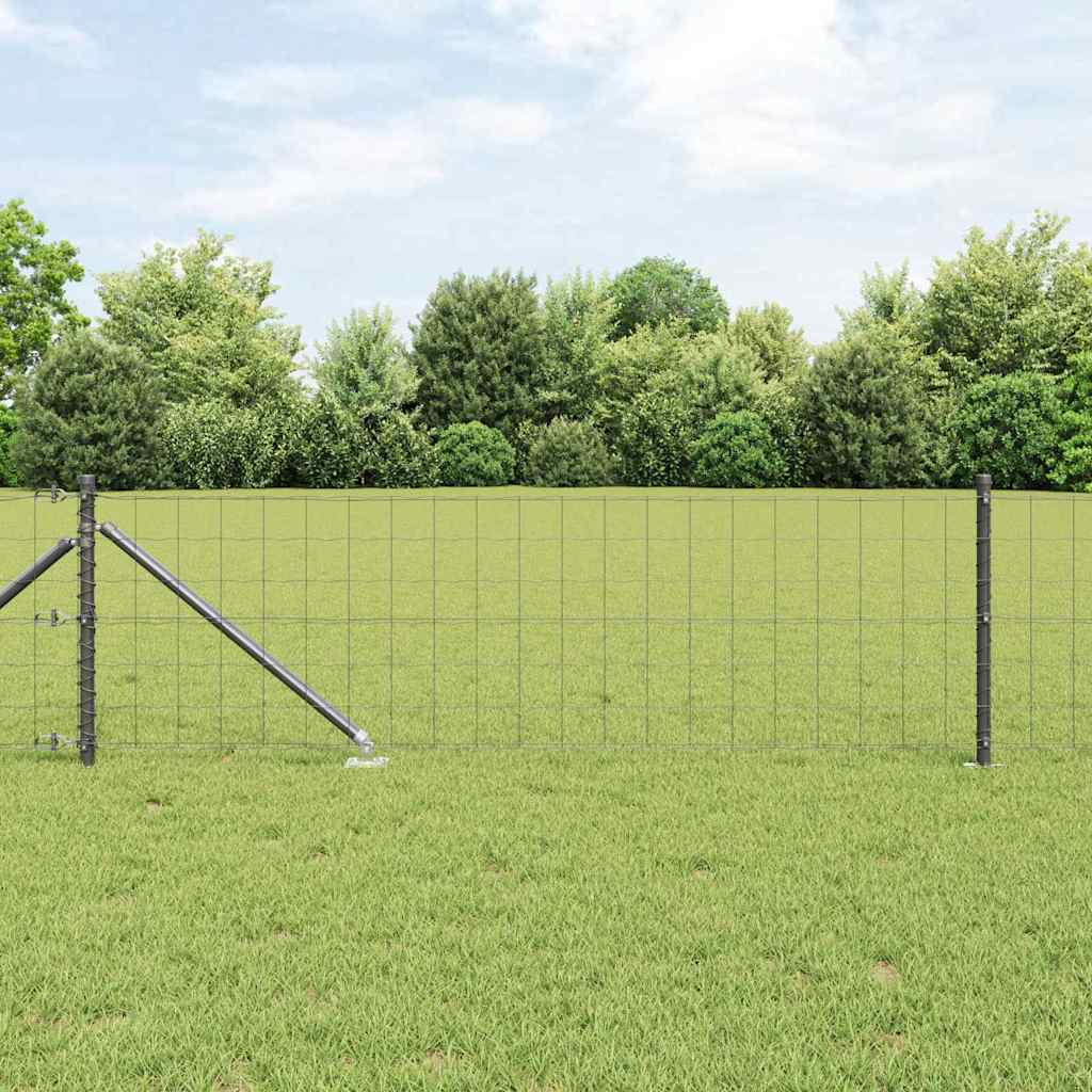 Vidaxl-Zaun mit Pfosten grau 0,6 x 10 m aus Stahl und PVC