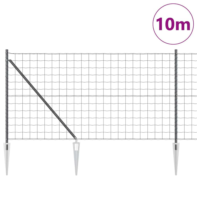 Vidaxxl Zaun mit Pfosten grau 1 x 10 m Stahl