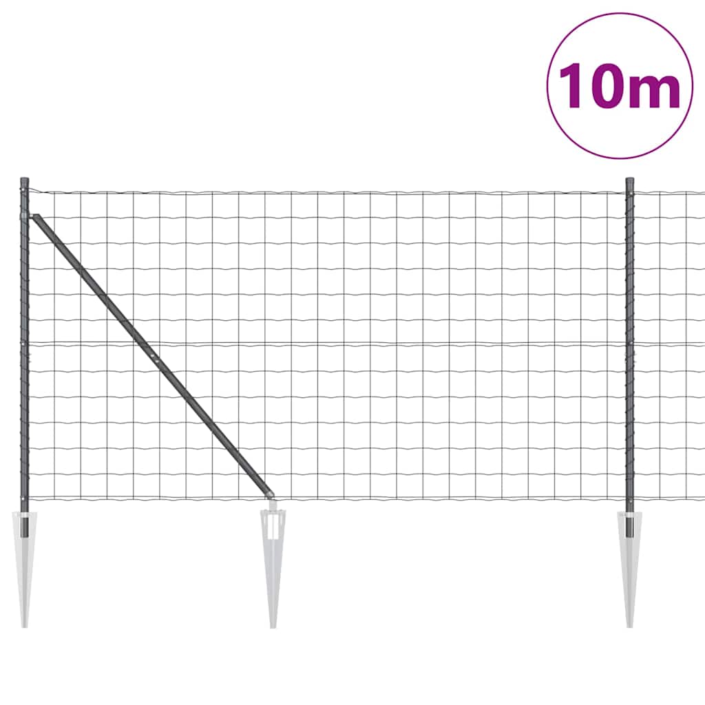 Vidaxxl Zaun mit Pfosten grau 1,2 x 10 m Stahl