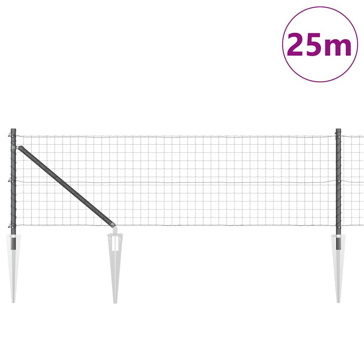 Vidaxl-Zaun mit Pfosten grau 0,4 x 25 m aus Stahl und PVC
