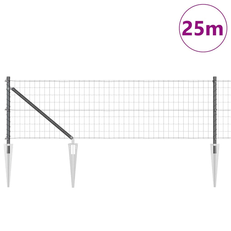 Vidaxl-Zaun mit Pfosten grau 0,4 x 25 m aus Stahl und PVC