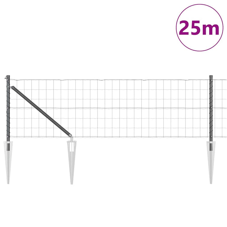 Vidaxl-Zaun mit Pfosten grau 0,4 x 25 m aus Stahl und PVC