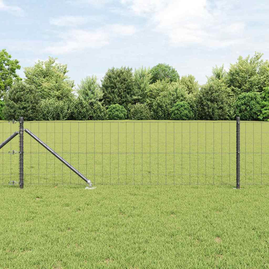 Vidaxl-Zaun mit Pfosten grau 0,6 x 25 m aus Stahl und PVC