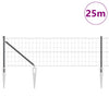 Vidaxl-Zaun mit Pfosten grau 0,6 x 25 m aus Stahl und PVC