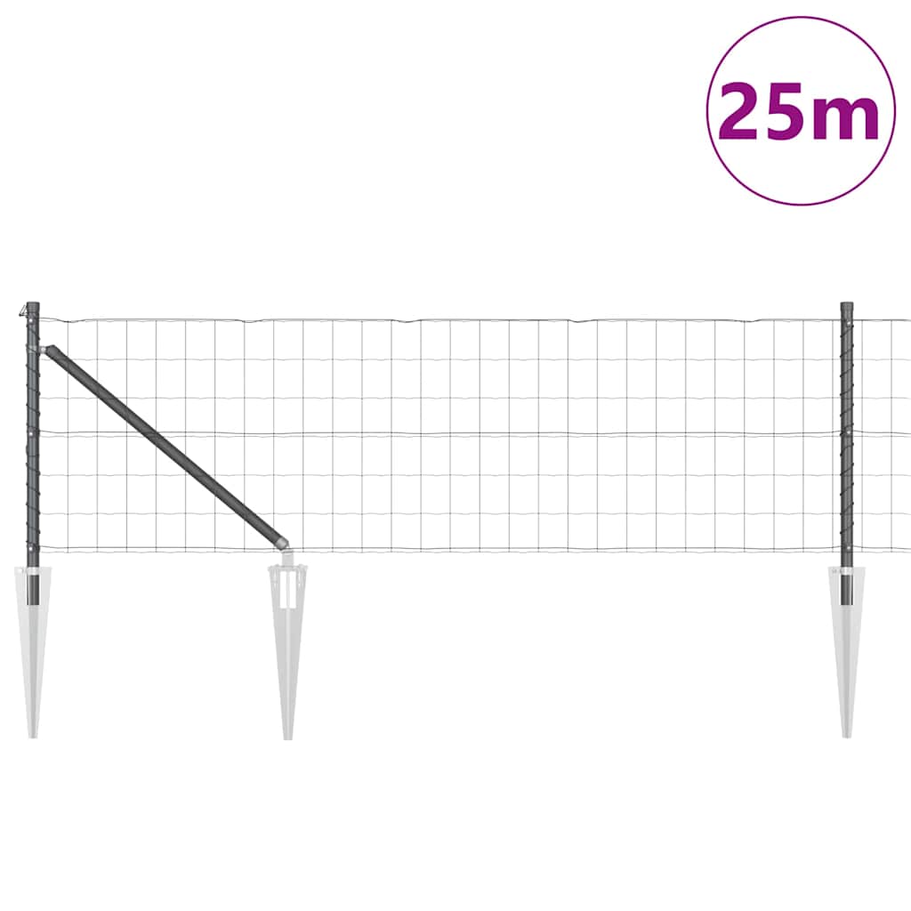Vidaxl-Zaun mit Pfosten grau 0,6 x 25 m aus Stahl und PVC