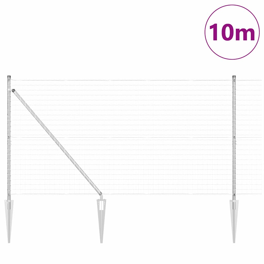 Vidaxxl Zaun mit Pfosten Silber 1,2 x 10 m Stahl