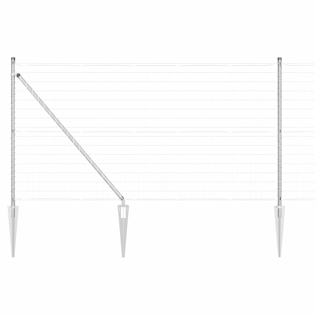 Vidaxxl Zaun mit Pfosten Silber 1 x 10 m Stahl