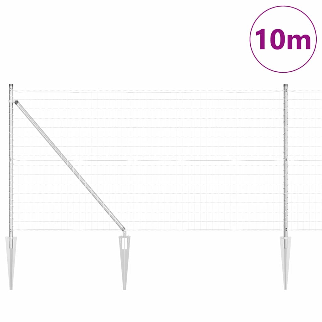 Vidaxxl Zaun mit Pfosten Silber 1 x 10 m Stahl